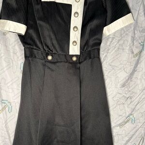 Vintage Black and White Button-Up Dress